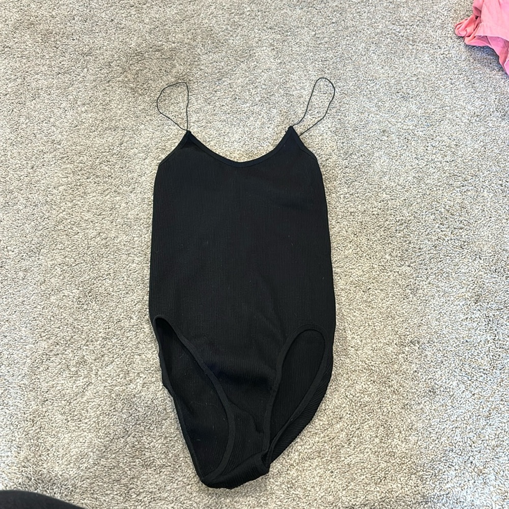 Urban outfitters ribbed Spaghetti strap black bodysuit L